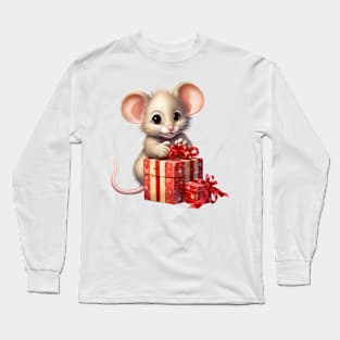 Baby Christmas Mouse With Gift Long Sleeve T-Shirt